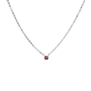 Collier en argent rhodi� cha�ne avec pendentif pierre v�ritable Grenat 3mm 38+5cm - Vue 2