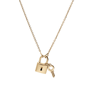 Collier en argent et dorure jaune cha�ne avec cadenas et clef 38+4cm - Vue 2