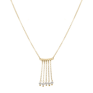 Collier argent dor� 5 cha�nettes avec perles blanches r�glable 42 � 45cm - Vue 2