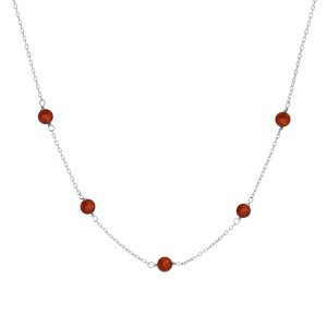 Collier en argent rhodi� cha�ne avec perles d\' Ambre v�ritable couleur miel 42+3cm - Vue 2