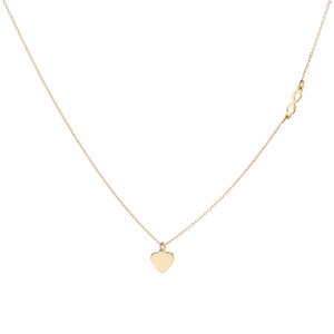 Collier en argent rhodi� et dorure jaune cha�ne avec pendentif coeur et symbole infini 40+5cm - Vue 2