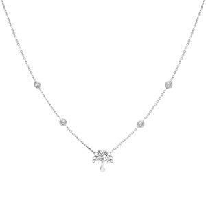 Collier en argent rhodi� arbre de vie et oxydes blancs sertis 40+5cm - Vue 2