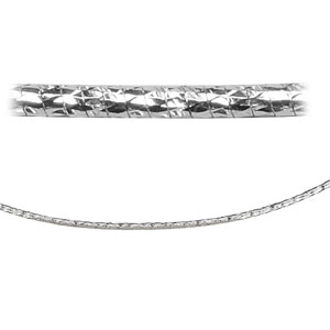 Collier en argent rhodi� maille om�ga diamant�e - largeur 1mm et longueur 42cm - Vue 2