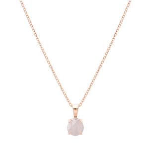Collier en argent rose cha�ne avec pendentif pierre v�ritable Quartz rose 6.5mm 42+3cm - Vue 2