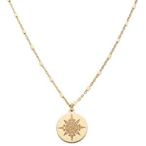 Collier en argent et dorure jaune cha�ne avec pendentif pastille soleil 40+5cm - Vue 2