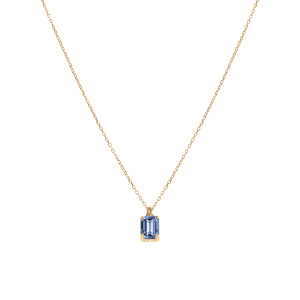 Collier argent dor� pendentif rectangulaire oxyde bleu ciel r�glable 42 � 44cm - Vue 2