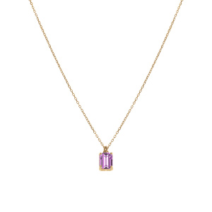 Collier argent dor� pendentif rectangulaire oxyde violet r�glable 42 � 44cm - Vue 2