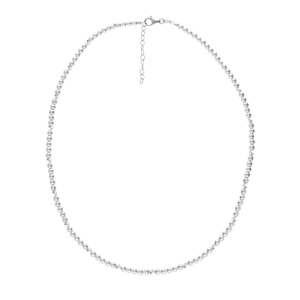Collier en argent rhodi� perles 3mm blanche de synth�se longueur 38+4cm - Vue 2
