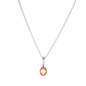 Collier en argent rhodi� cha�ne avec pendentif goutte oxyde orang� facett� 40+5cm - Vue 2
