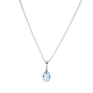 Collier en argent rhodi� cha�ne avec pendentif goutte oxyde bleu ciel facett� 40+5cm - Vue 2