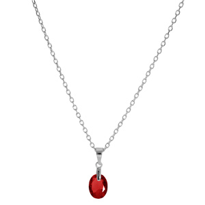 Collier en argent rhodi� cha�ne avec pendentif forme de goutte avec oxyde grenat facet� 40+5cm - Vue 2