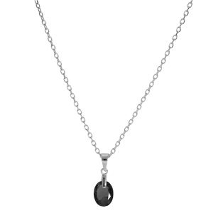 Collier en argent rhodi� cha�ne avec pendentif forme de goutte avec oxyde noir facet� 40+5cm - Vue 2