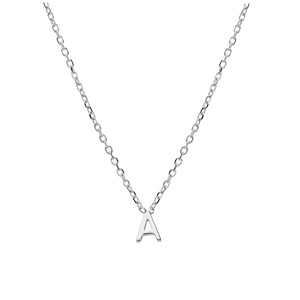 Collier en argent rhodi� cha�ne avec pendentif initiale A  5mm - 38+5cm - Vue 2