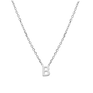 Collier en argent rhodi� cha�ne avec pendentif initiale B 5mm - 38+5cm - Vue 2