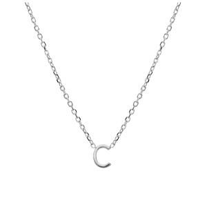 Collier en argent rhodi� cha�ne avec pendentif initiale C 5mm - 38+5cm - Vue 2