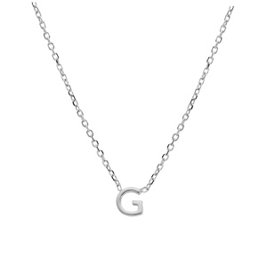 Collier en argent rhodi� cha�ne avec pendentif initiale G 5mm - 38+5cm - Vue 2