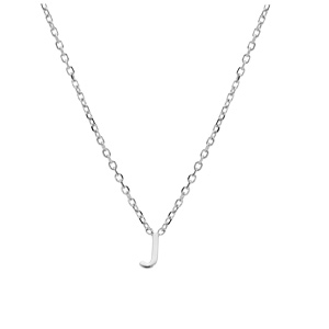 Collier en argent rhodi� cha�ne avec pendentif initiale J 5mm - 38+5cm - Vue 2