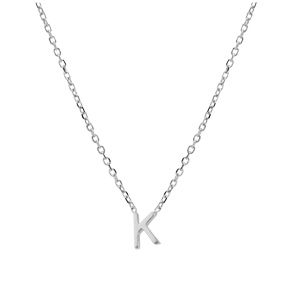Collier en argent rhodi� cha�ne avec pendentif initiale K 5mm - 38+5cm - Vue 2