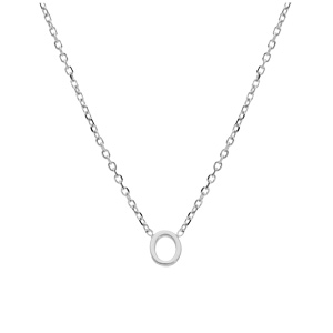 Collier en argent rhodi� cha�ne avec pendentif initiale O 5mm - 38+5cm - Vue 2