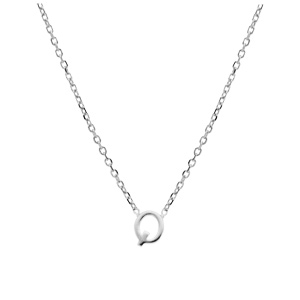 Collier en argent rhodi� cha�ne avec pendentif initiale Q 5mm - 38+5cm - Vue 2