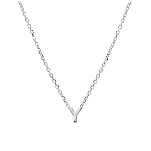 Collier en argent rhodi� cha�ne avec pendentif initiale Y 5mm - 38+5cm - Vue 2