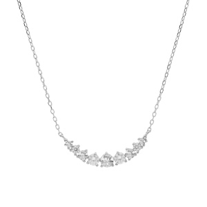 Collier en argent rhodi� cha�ne avec oxydes blancs sertis 42+3cm - Vue 2