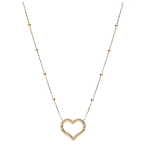 Collier en argent et dorure jaune boules avec coeur torsad� �vid� 40+5cm - Vue 2
