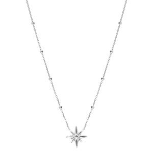 Collier en argent rhodi� cha�ne avec pendentif petite �toile Edelweis 42+2,5cm - Vue 2