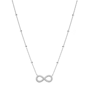 Collier en argent rhodi� cha�ne avec pendentif infini travaill� 40+5cm - Vue 2