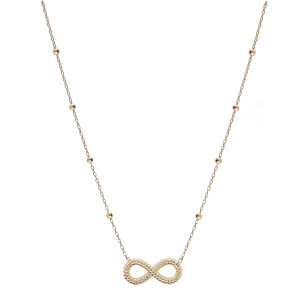 Collier en argent et dorure jaune cha�ne avec pendentif infini travaill� 40+5cm - Vue 2