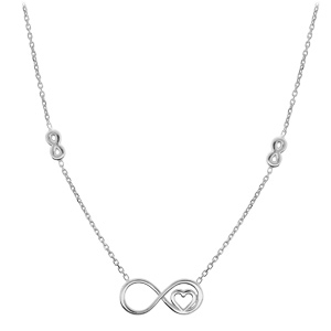 Collier en argent rhodi� cha�ne avec pendentif infini et coeur 42+3cm - Vue 2