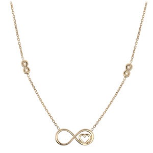Collier en argent et dorure jaune cha�ne avec pendentif infini et coeur 42+3cm - Vue 2