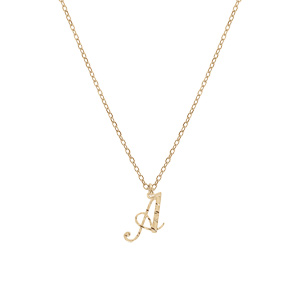 Collier en argent et dorure jaune cha�ne avec pendentif lettre anglaise A diamant� 40+4cm - Vue 2