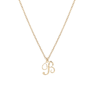 Collier en argent et dorure jaune cha�ne avec pendentif lettre anglaise B diamant� 40+4cm - Vue 2