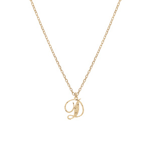Collier en argent et dorure jaune cha�ne avec pendentif lettre anglaise D diamant� 40+4cm - Vue 2