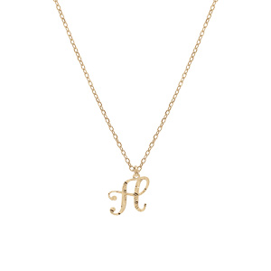 Collier en argent et dorure jaune cha�ne avec pendentif lettre anglaise H diamant� 40+4cm - Vue 2