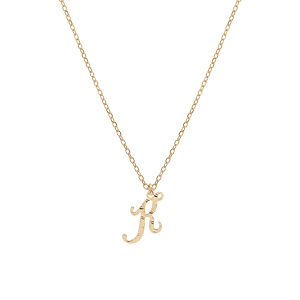 Collier en argent et dorure jaune cha�ne avec pendentif lettre anglaise K diamant� 40+5cm - Vue 2