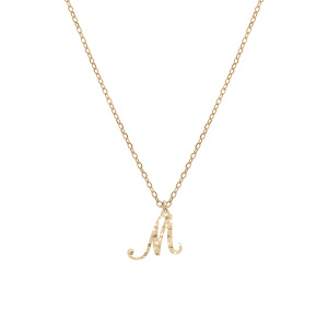 Collier en argent et dorure jaune cha�ne avec pendentif lettre anglaise M diamant� 40+4cm - Vue 2