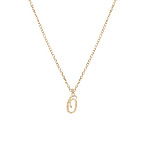 Collier en argent et dorure jaune cha�ne avec pendentif lettre anglaise O diamant� 40+4cm - Vue 2