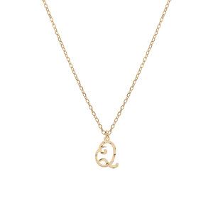 Collier en argent et dorure jaune cha�ne avec pendentif lettre anglaise Q diamant� 40+4cm - Vue 2