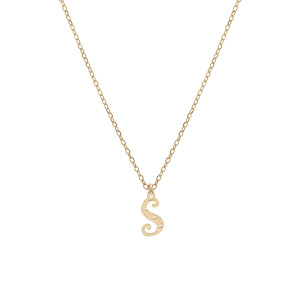 Collier en argent et dorure jaune cha�ne avec pendentif lettre anglaise S diamant� 40+4cm - Vue 2