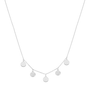 Collier en argent rhodi� cha�ne avec pastilles lisses et diamant�es 40+4cm - Vue 2