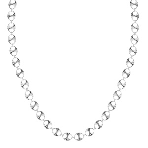 Collier en argent rhodi� maille pastilles diamant�es 42+3cm - Vue 2