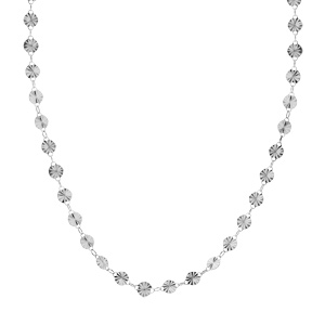 Collier en argent rhodi�  maille pastilles serr�es diamant�s 40+4cm - Vue 2
