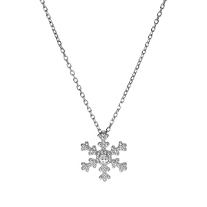 Collier en argent rhodi� flocon de neige 42+3cm - Vue 2