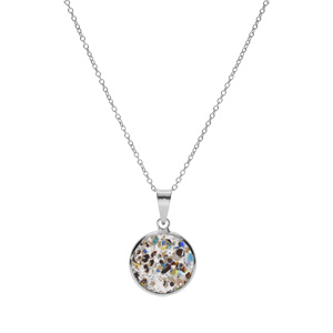 Collier en argent rhodi� pendentif rond 15mm Murano v�ritable bor�ale 40+5cm - Vue 2