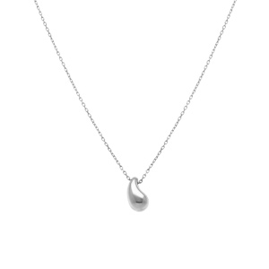 Collier en argent rhodi petite goutte incurve 13mm  - 40+5cm - Vue 2