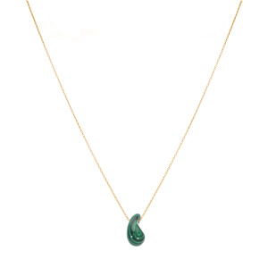 Collier en argent dor� goutte en verre malachite imitation 40+5cm - Vue 2