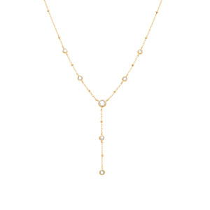 Collier en argent dor� forme cravate oxydes blancs - 38+5cm - Vue 2