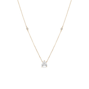 Collier en argent dor� pendant goutte oxyde blanc - 38+5cm - Vue 2